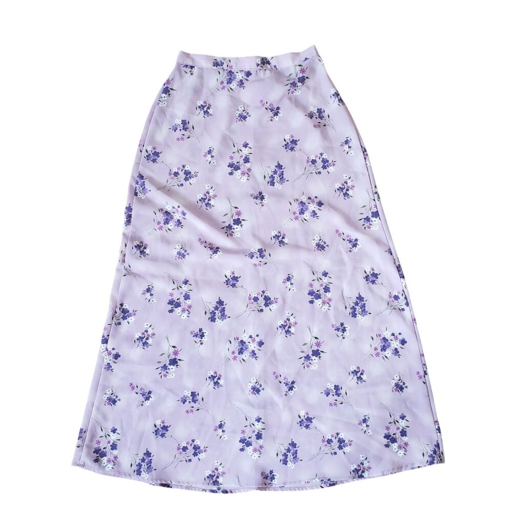 Paul Harris Design Vintage‎ 90s Pastel Purple Floral Midi Skirt  Fairy Grunge